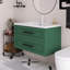 Meuble-lavabo flottant mural vert avec lavabo en céramique blanche, 2 tiroirs-785706639