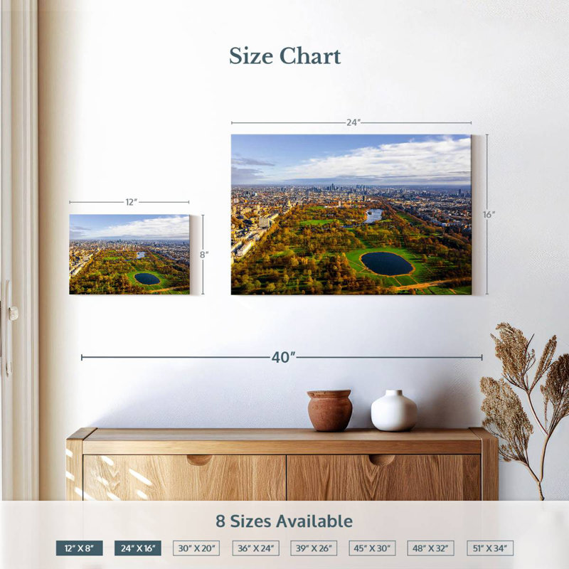 Vue aérienne de Hyde Park, H 16 po x l 24 po