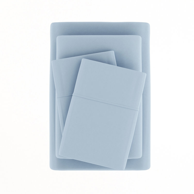 Ensemble de draps en microfibre doublement brossée 4 pièces Becky Cameron 1800 Series, Bleu clair