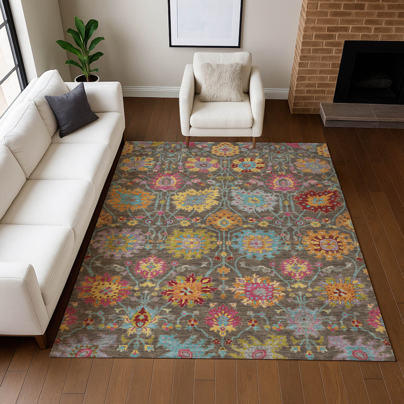 Tapis damassé de qualité supérieure Mayfield AMF2288, Chocolate, 9 pi x 12 pi