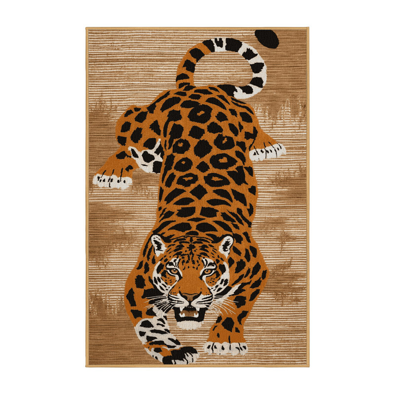 Washable Pantanal Jaguar Big Cats Area Rug, Rectangle 2' x 3'