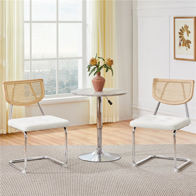 Alvelo 47cm H Tufted Polyester Upholstered Parsons Chair in White