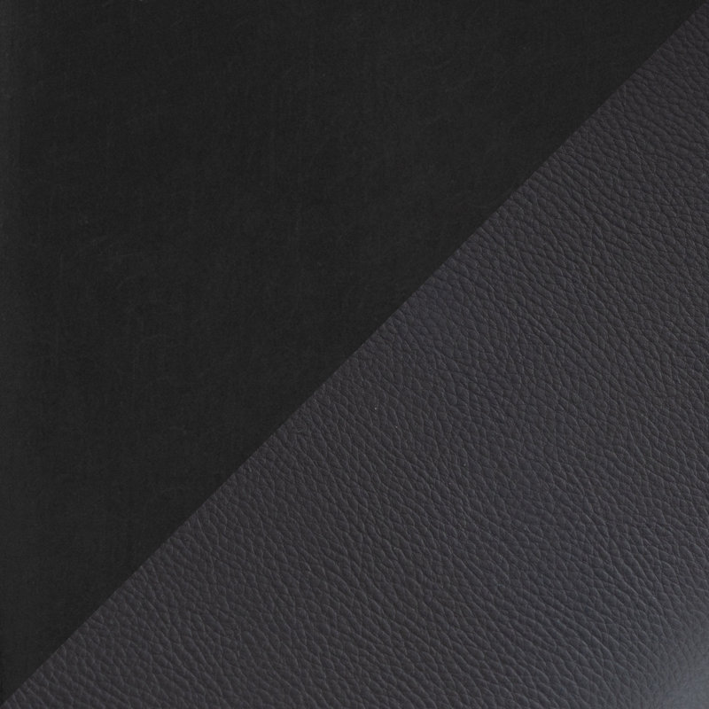 Chair In Black Bamboo And Grey Faux Leather, Black