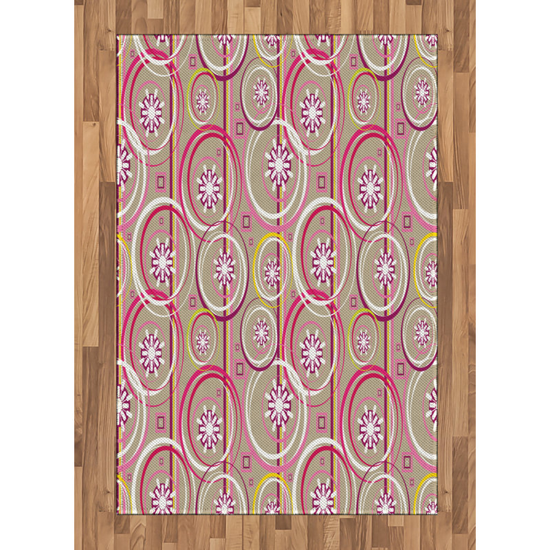 Floral High Density Long Fiber Poly Threads Decorative Area Rug Carpet, Rectangle 4' x 5'8"