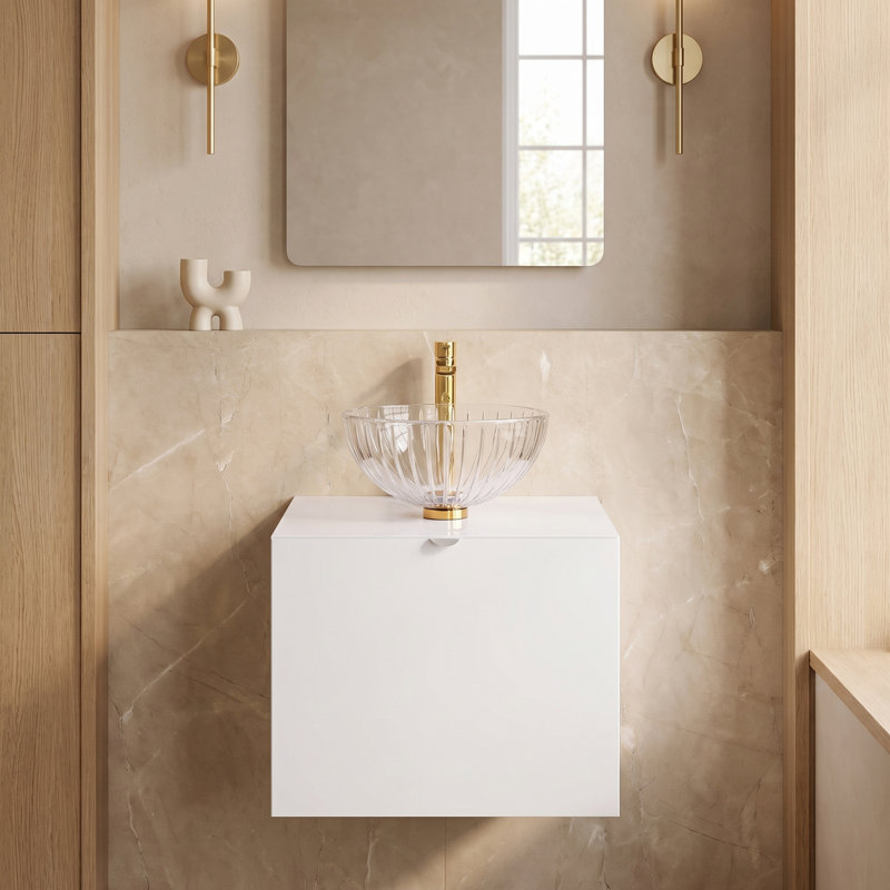 Mia 20 in. Handmade Single Vanity, White Lacquered, White Straight Grain