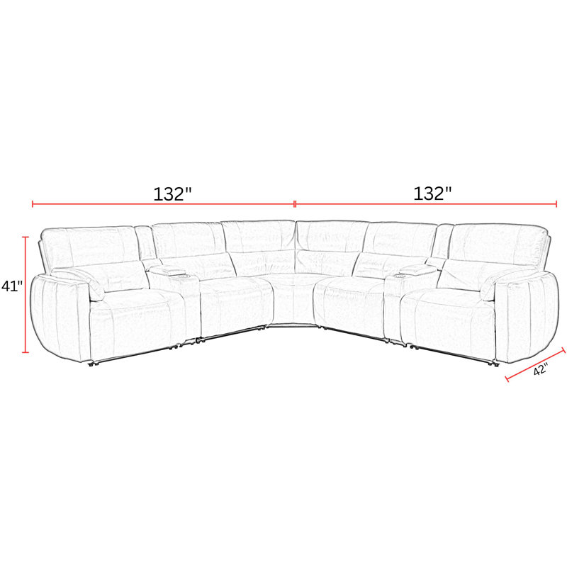 Lauretta Andan 7 - Piece Leather Sectional, Sable Top Grain Leather
