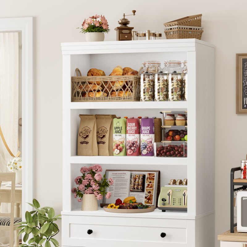 Armoire de rangement de style campagnard avec tablettes et tiroir Anandi
