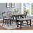 Contemporary Counter Height Bench With Linen Upholstered Seat And Non-slip Footrest Rectangular Dark Grey