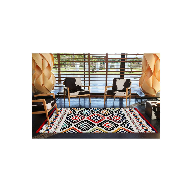 Tapis décoratif lavable à la machine à motif géométrique, Sous-tapis rectangulaire 5 pi 1 po x 7 pi 7 po inc
