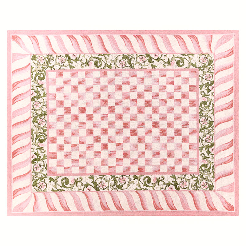 Rosy Check Rug, Rectangle 8' x 10'