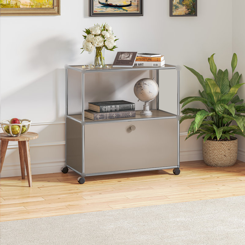 Classeur avec rangement et armoire à roulettes, Marron clair