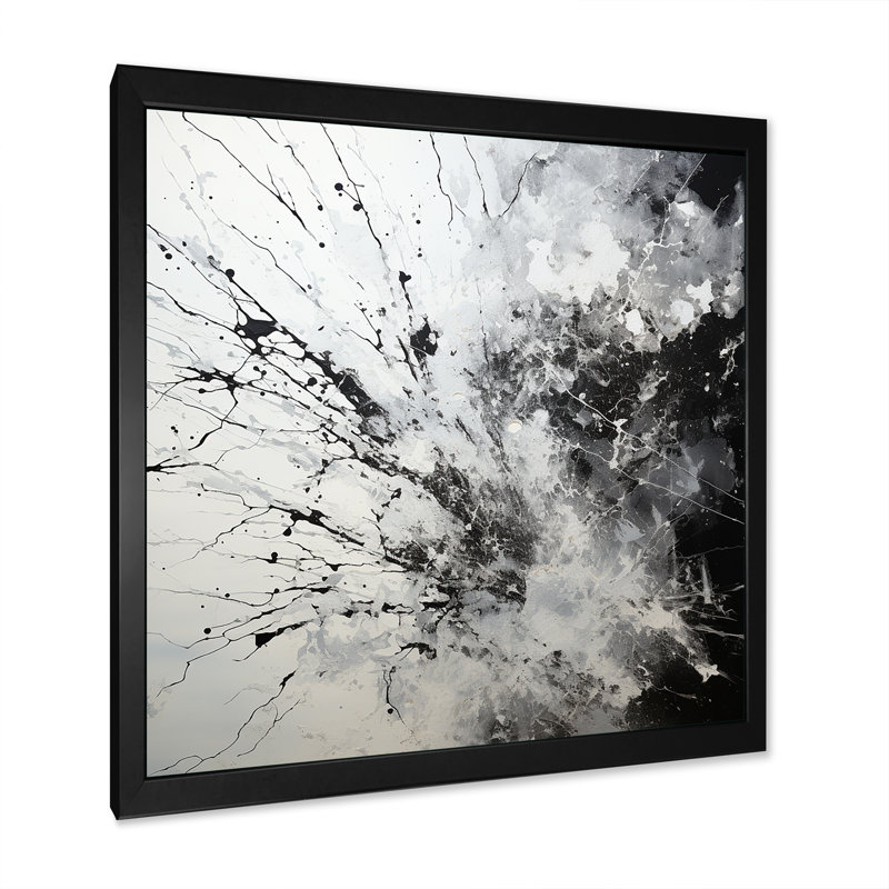 Minimalisme, tornade à l'encre noire et blanche, impression sur toile, Cadre simple noir, H 24 po x l 24 po x P 1 po