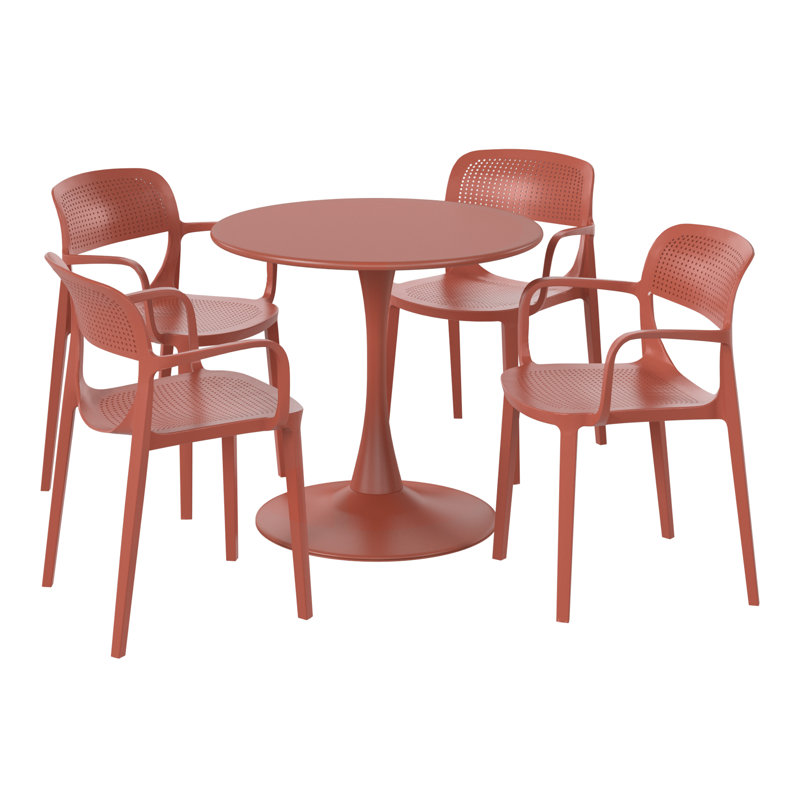 Outdoor Round Dining Set, Red