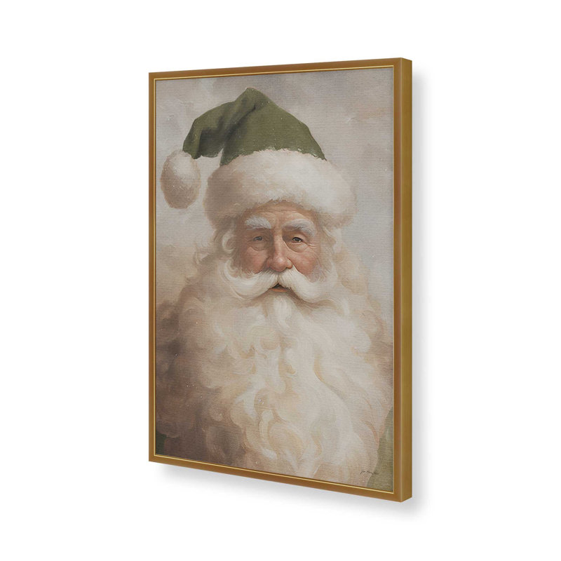 Père Noël par Jo Moulton, reproduction d'art sur toile, H 17,5 po x l 13,5 po, Papier avec cadre ouvert sans passe-partout