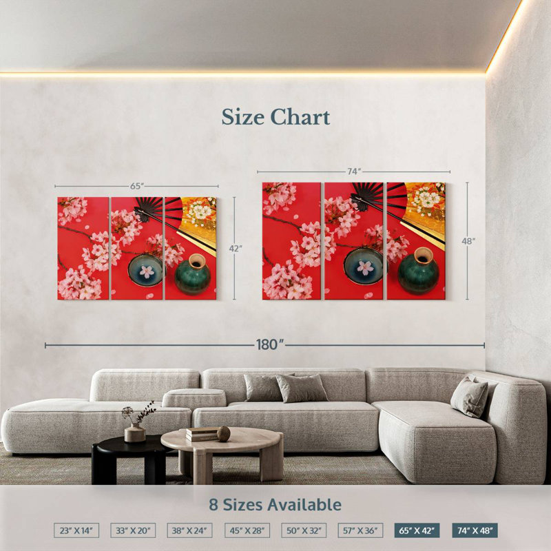 Yarlin Cherry Blossom Tea, 42" H x 65" W