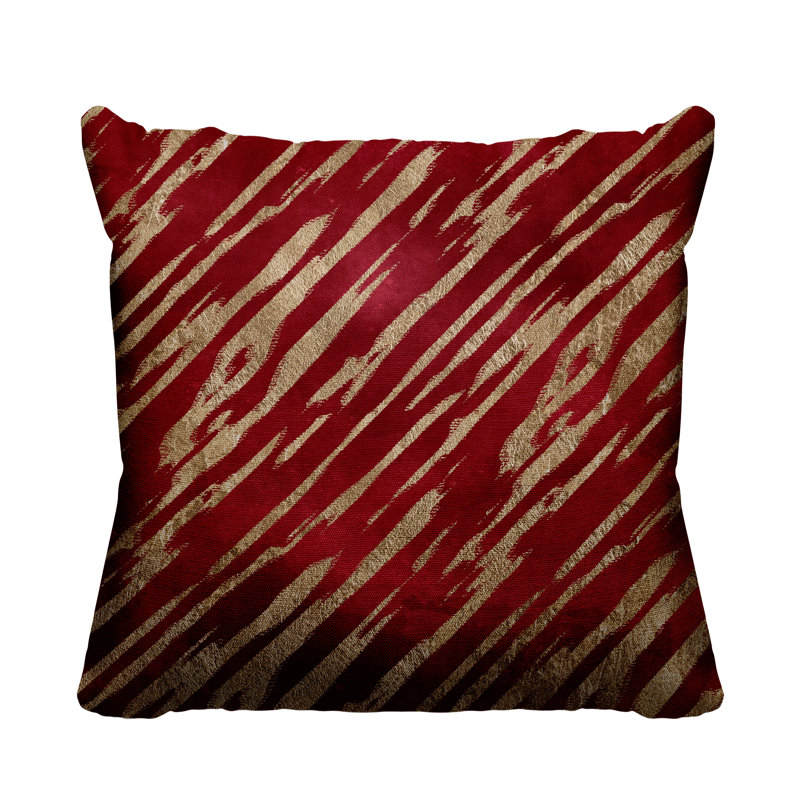 Coussin décoratif intérieur / extérieur Sana, L 17 po x H 17 po, Rouge / or