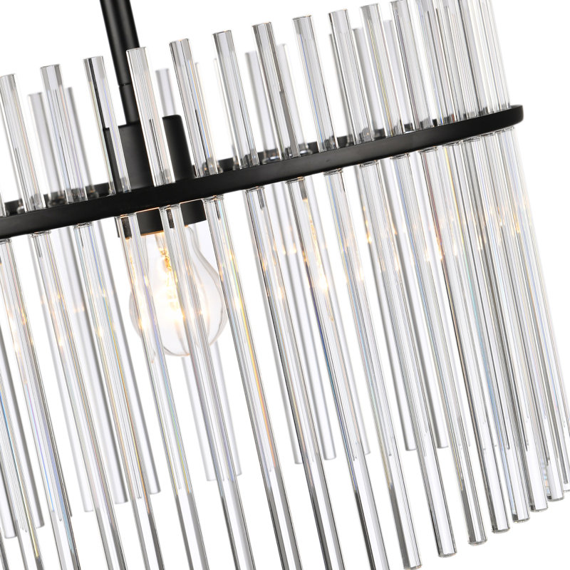 Ava - 1-Light Semi Flush Mount - Black with Clear Glass Rods Shade