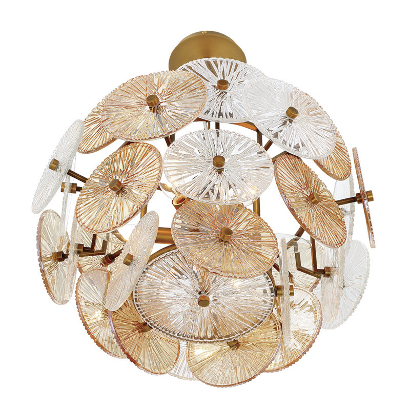 Lustre 6 lumières en laiton plaqué Sue-Anne