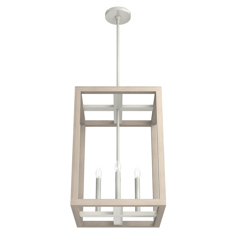 Lustre rectangulaire à 4 lumières Squire Manor, Nickel brossé, H 77 po x l 15 po x P 15 po
