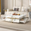 Modern Square Marble Textured Coffee Table With 4 Drawers And Suspended Base, White, 43.3"