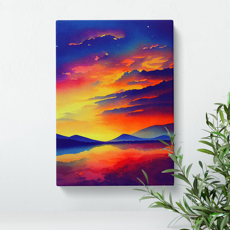 Sunset Over Mountains No.7 - Wall Art, Wrapped Canvas, 76cm H x 50cm W, No Matte
