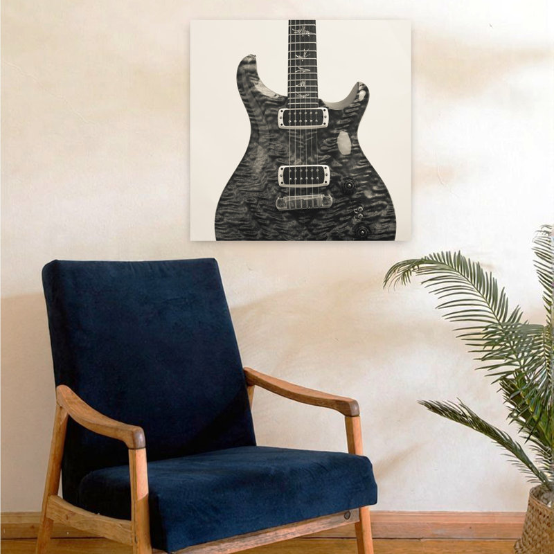 Guitare I, art contemporain abstrait, H 24 po x l 24 po