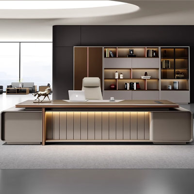 78.74"Grey and Gold L-shape Executive Desk,2-drawer With a Password Lock