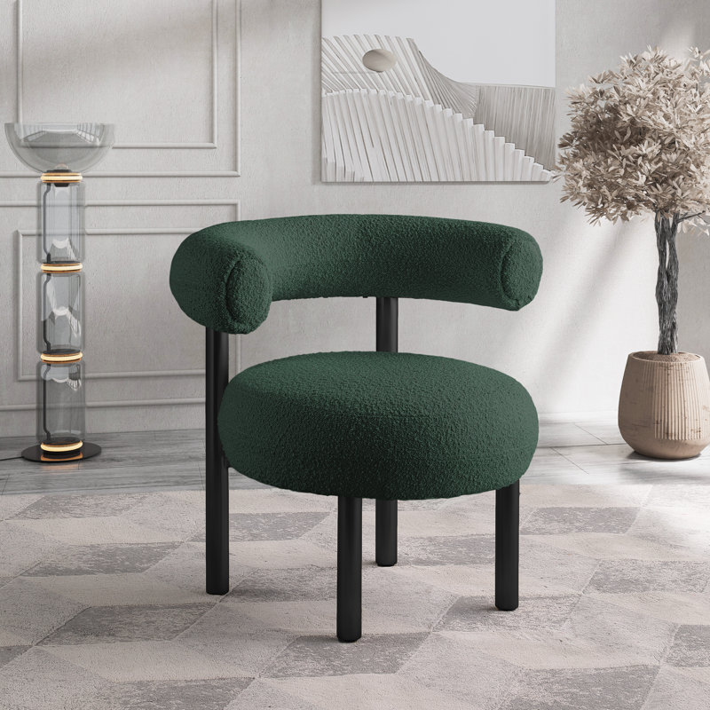 Bordeaux Boucle Fabric Accent Chair, Black, Green Boucle Fabric
