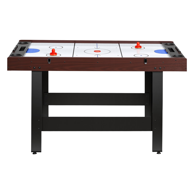 4-in-1 Multi-Game Table: Air Hockey, Poker, Foosball, Ping Pong, 55" Space-Saving Design for Family Fun, Includes Full Accessory Set