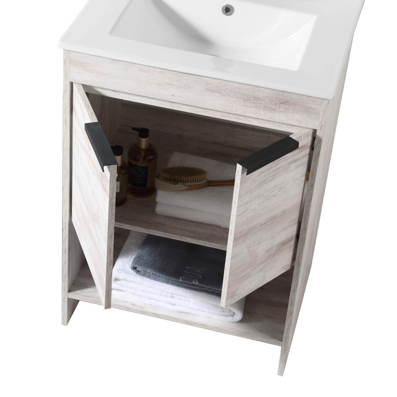 Meuble-lavabo simple 24 po, Blanc rustique