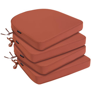Patio Cushion Set(Set of 4), Removable Seat Cushions with Waterproof Cover & Tie Straps (Set of 4)