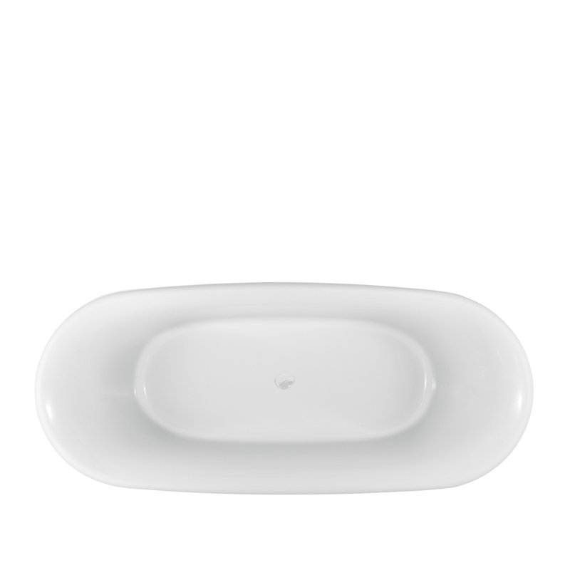 59" Streamline Clawfoot Soaking Acrylic Bathtub With Drain, Clawfeet, and Bamboo Tray, Glossy White, Polished Gold