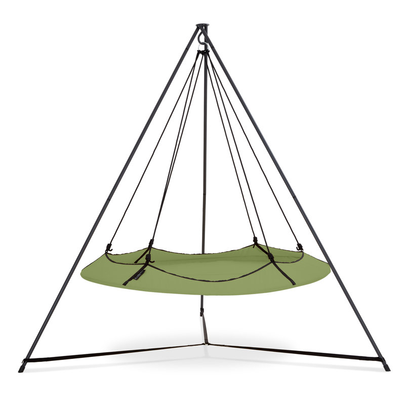Sage Green Olefin Fabric Double Hammock with Powder-Coated Steel Stand