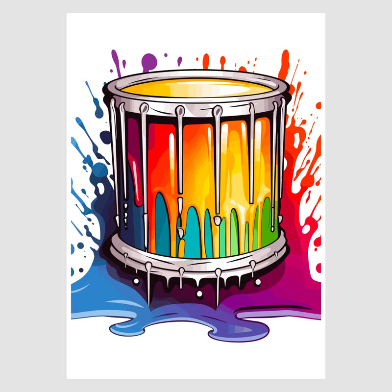 Groovy Paint Explosion Drum Digital Art Print, 42 cm H x 30 cm W