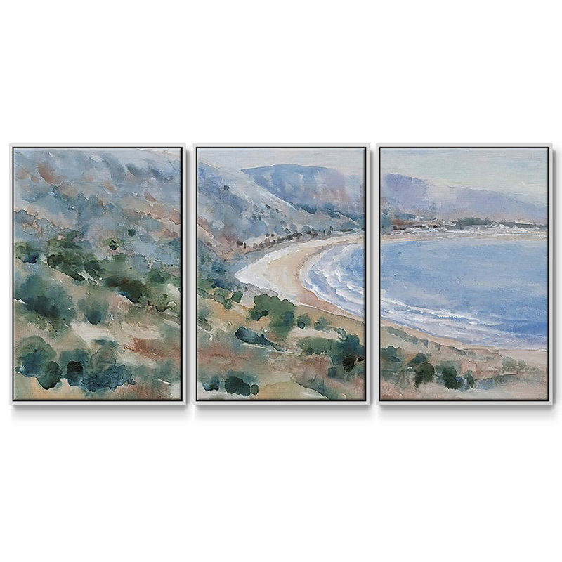 3 pièces Coastal Mist II, H 36 po x l 75 po, Cadre blanc