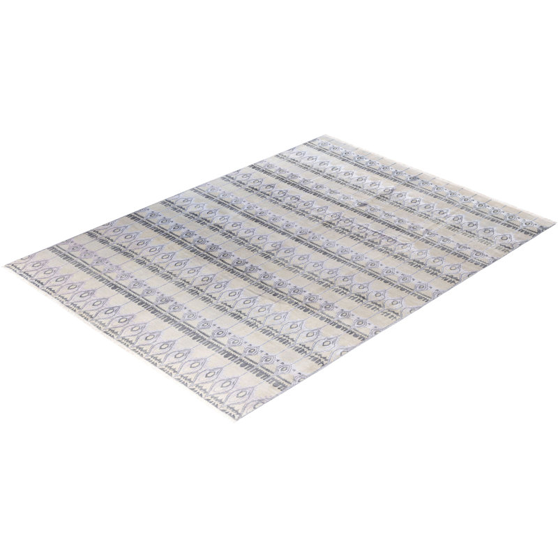Tapis noué à la main de conception unique Melby - beige, 9 pi 0 po x 12 pi 4 po