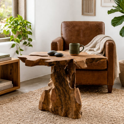 Burruss Solid Wood Tree Stump End Table