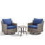 Ensemble de 2 chaises d'extérieur pivotantes avec table d'appoint à plateau en verre, ensemble de meubles 3 pièces-244698935