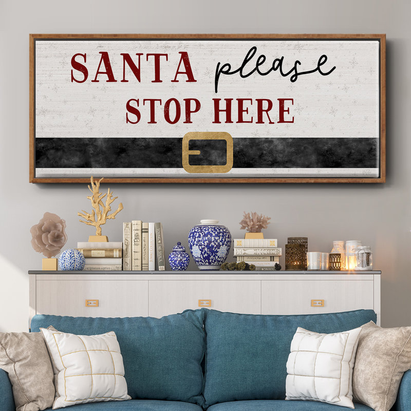 Santa Stop- Framed Canvas, 8" H x 20" W