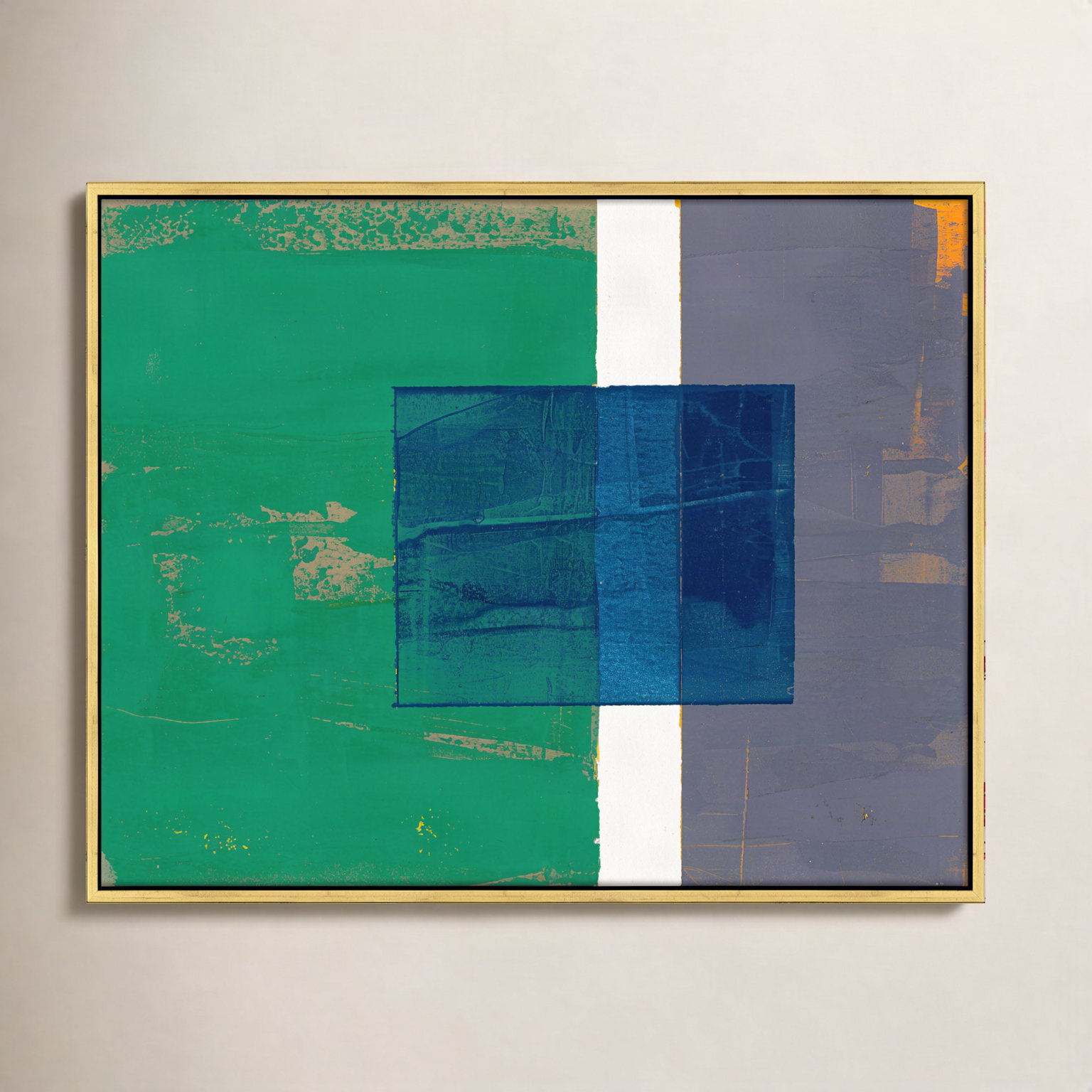 Bold In Blue 1 by Andrea Stokes, 16" H x 20" W x 1.38" D, Gold Framed