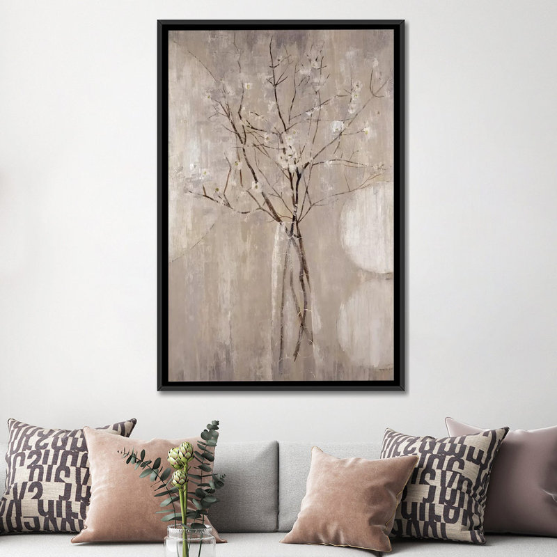 «Champagne Blossoms», reproduction sur toile, H 26 po x l 18 po x P 1,5 po, Toile avec cadre noir, Pas de tapis