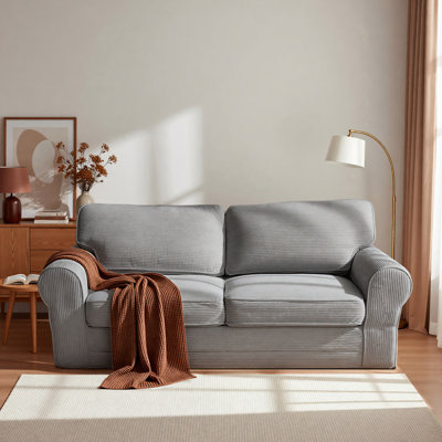 83" Curved Arm Sofa, Corduroy Fabric, No Assembly Required by Red Barrel Studio