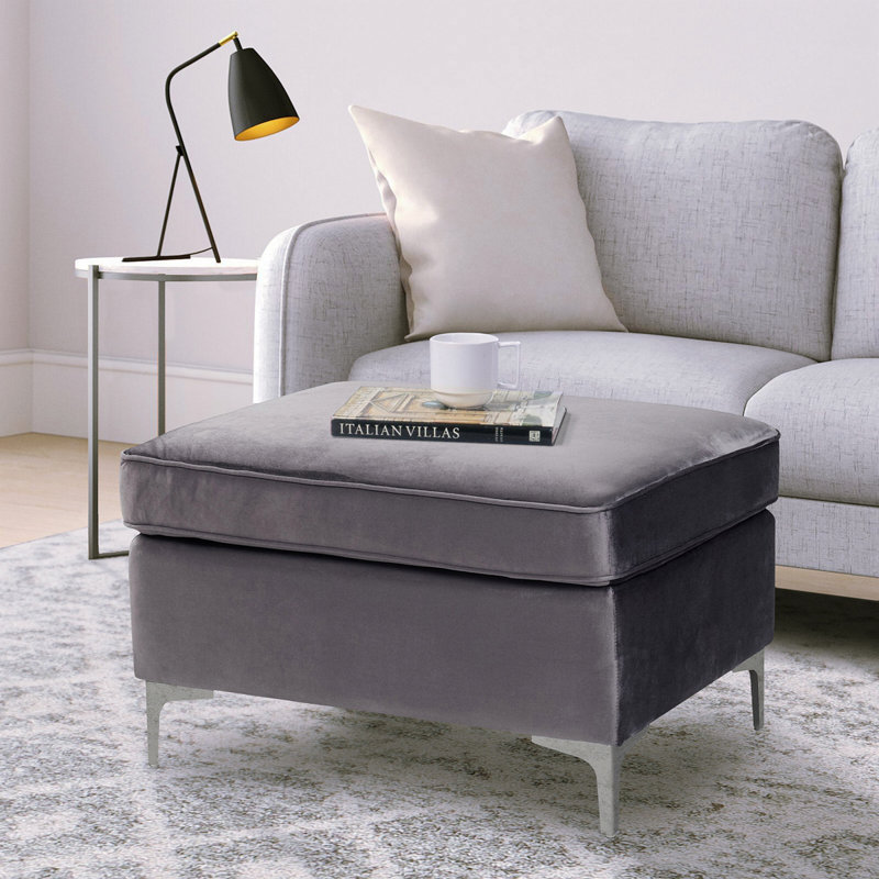 Repose-pieds rectangulaire, Velours gris velours