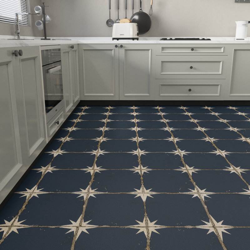 24 In. X 120 In. 4 Mil Navy Blue Peel & Stick Vinyl Sheet Flooring, Cut To Length, 5 Consecutive Patterns Flooring Roll