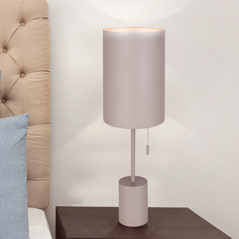 FLINT 23 In. Table Lamp With Fabric Shade And Pull Chain Switch, Gray, Gray