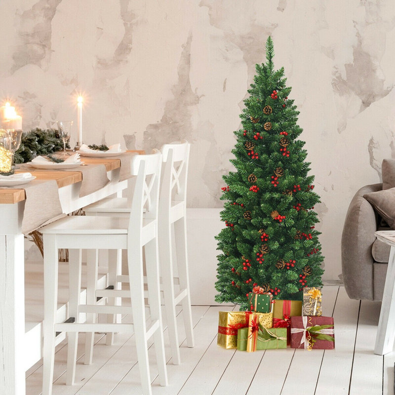 Arbre de Noël vert avec lumières DEL et pommes de pin, 4.5'
