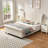 Modern Arched Tufted Upholstered Bed, Queen, Cream Velvet-253526931-253526930