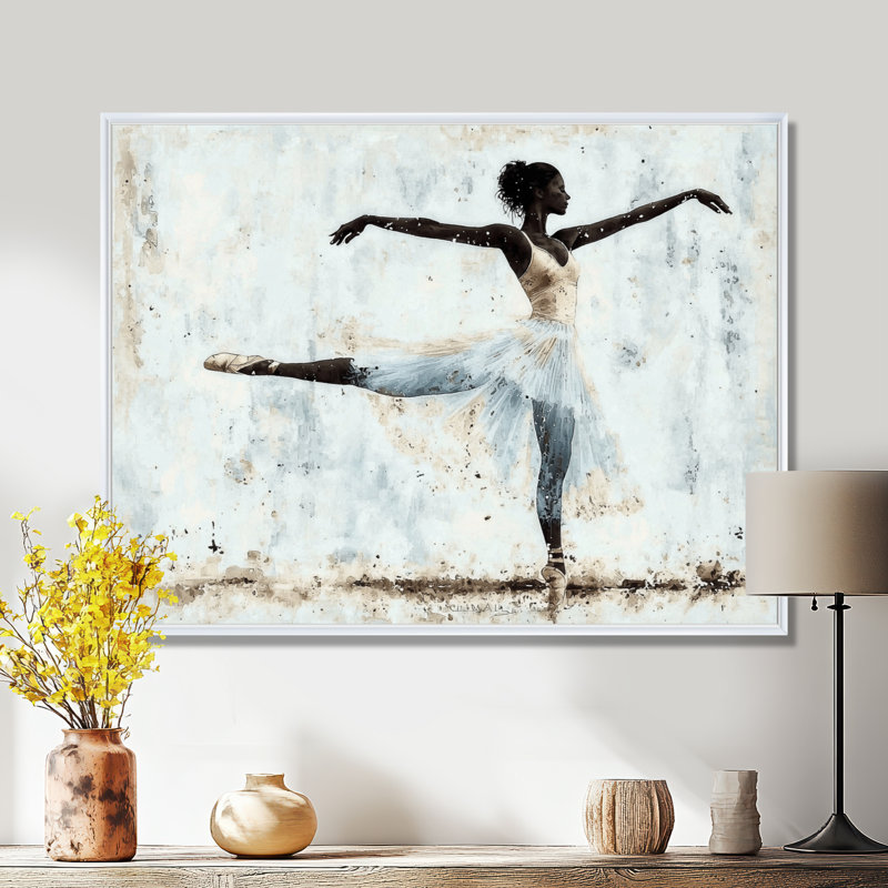 «Arabesque Ballet Dance II», art mural imprimé ballet, Floater Framed without Mat, 24" H x 32" W, White