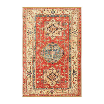 Tapis décoratif rouge/jaune à motif oriental Slavica