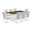 Ensemble de cuisine 5 pièces comprenant une table de salle à manger rectangulaire à pattes en X et 4 chaises Parsons en lin bleu ciel, 101,6 x 182,9 cm, multicolore-1101324999-1101325000